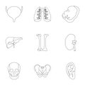 Bodies icons set, outline style