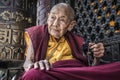 Portrait of an old Buddhist nun from kathmandu, Nepal. Royalty Free Stock Photo