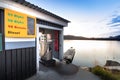 Ship fuel pump next to a floating pier at summer in the marina of Bodo, Norway