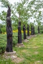 Seven leader memorial park in Bodrogkeresztur, Hungary. Two meter high wooden sculpture of Hungarian hero