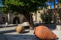 Bodrum Castle, located in Bodrum view inside castle. Castle interior with jugs