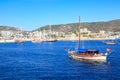 Bodrum castle from sea and boat in Bodrum Royalty Free Stock Photo