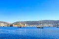 Bodrum castle from sea with boats in Bodrum Royalty Free Stock Photo