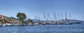 Bodrum, Turkey, Aegean Sea, view of a city, an embankment with restaurants and the old castle of St. Peter. Royalty Free Stock Photo