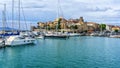 Bodrum,Turkey. 24 August 2017:Sunset sea yachts in yacht port Bodrum. Yachting sunset scene. Sunset yachts view.Yalikavak Bodrum Royalty Free Stock Photo