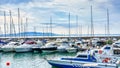 Bodrum,Turkey. 24 August 2017:Sunset sea yachts in yacht port Bodrum. Yachting sunset scene. Sunset yachts view.Yalikavak Bodrum Royalty Free Stock Photo