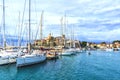 Bodrum,Turkey. 24 August 2017:Sunset sea yachts in yacht port Bodrum. Yachting sunset scene. Sunset yachts view.Yalikavak Bodrum Royalty Free Stock Photo