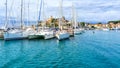 Bodrum,Turkey. 24 August 2017:Sunset sea yachts in yacht port Bodrum. Yachting sunset scene. Sunset yachts view.Yalikavak Bodrum Royalty Free Stock Photo