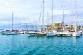 Bodrum,Turkey. 24 August 2017:Sunset sea yachts in yacht port Bodrum. Yachting sunset scene. Sunset yachts view.Yalikavak Bodrum Royalty Free Stock Photo