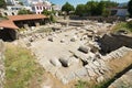 View to the ruins of the Mausoleum of Mausolus, one of the Seven wonders of the ancient world in Bodrum, Turkey.