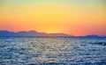 Bodrum, Turkey: Beautiful seascape at sunset over the sea with blue and pink pastel colors. Vacation Outdoors Seascape Summer Royalty Free Stock Photo