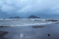 Bodrum Turkey. 15 January 2019: Southern windstorm in the Aegean sea. The waves exceeded over the breakwater Royalty Free Stock Photo