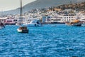 BODRUM, TURKEY - JUNE 24, 2014: Aerial view to the city. Bodrum is famous for housing the Mausoleum of Halikarnassus, one of the