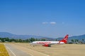 Corendon Airlines passenger plane touched down at Bodrum airport.