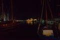 BODRUM, TURKEY: Landscape with a view of the ancient Fortress in Bodrum at night.