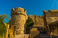 BODRUM, TURKEY: Landscape with a view of the ancient Fortress - Castle of St. Petra in Bodrum on a sunny day Royalty Free Stock Photo