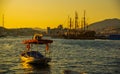 BODRUM, TURKEY: Landscape with a view of the ancient Fortress in Bodrum at sunset.