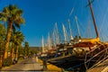 BODRUM, TURKEY: Luxury yachts marina at Bodrum,Marine tourist attractions in Bodrum. Royalty Free Stock Photo