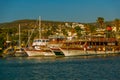 BODRUM, TURKEY: Luxury yachts marina at Bodrum,Marine tourist attractions in Bodrum. Royalty Free Stock Photo