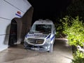 Bodrum, Turkey - 06.08.2022: Modern ambulance car Mercedes-Benz Sprinter