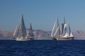 Bodrum Turkey 27 October 2018: Bodrum Sailing Cup Gulet Wooden Sailboats and sailing yachts racing.