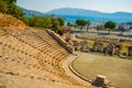 BODRUM, TURKEY: Panoramic view of the city from the amphitheater on a sunny day. Royalty Free Stock Photo