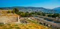 BODRUM, TURKEY: Panoramic view of the city from the amphitheater on a sunny day. Royalty Free Stock Photo