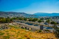 BODRUM, TURKEY: Panoramic view of the city from the amphitheater on a sunny day. Royalty Free Stock Photo