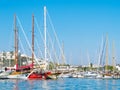 Beautiful yachts in Bodrum bay. Morning lighting with whimsical reflections