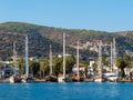 Bodrum embankment. Beautiful yachts are located along the coast