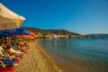 BODRUM, TURKEY: View of Bodrum Beach, Aegean sea, traditional white houses, marina, sailing boats, yachts in Bodrum. Royalty Free Stock Photo