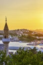 Bodrum, Turkey. View of Marina, Yachts and boats in the Aegean Sea at sunset, Royalty Free Stock Photo