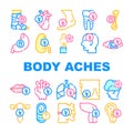 Body Aches Problem Collection Icons Set Vector