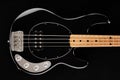 Body of a black electric bass guitar on black background Royalty Free Stock Photo