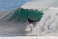 Body Boarding Riding Hollow Wave Royalty Free Stock Photo