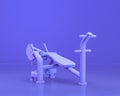 Body build gym equipments, in monochrome blue color background,3d Rendering