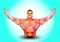 Body builder triangle on blue background Royalty Free Stock Photo