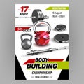 Body Building Championship Advertise Banner Vector