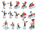 Body Building Isometric Icons