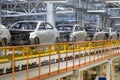 Body of car on conveyor Modern Assembly of cars at plant. automated build process of car body