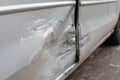 Damaged vehicle detail, scratches on the doors