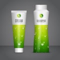 Body care cosmetics designs tubes template. Packaging templates of cream, gel and shampoo