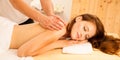 Body care. Spa body massage treatment. Woman having massage in t Royalty Free Stock Photo