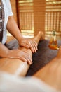 Body Care. Spa Massage Therapy. Woman Legs Anti-cellulite, Skincare Royalty Free Stock Photo