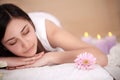 Body Care. Spa Woman. Beauty Treatment Concept. Beautiful Healthy Caucasian Girl Relaxing On Massage Table Before Hand Massage On Royalty Free Stock Photo