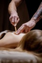 Body care. Young girl having massage, relaxing in spa salon, closeup Royalty Free Stock Photo