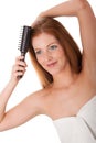 Body care - Young woman comb out hair Royalty Free Stock Photo