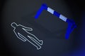 Body chalk outline at crime scene