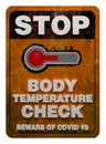 Body Check Temperature Vintage Stop Metal Sign