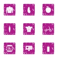 Body cure icons set, grunge style